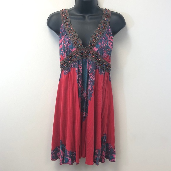 Free People Tops - Free People Beaded Babydoll Tunic